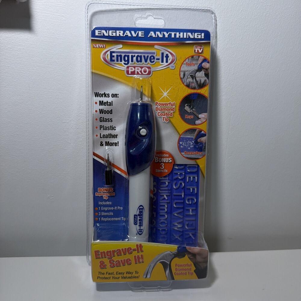 Engrave-It Pro Engraving Tool - As Seen On Tv Product- W/ 3 Stencils NEW